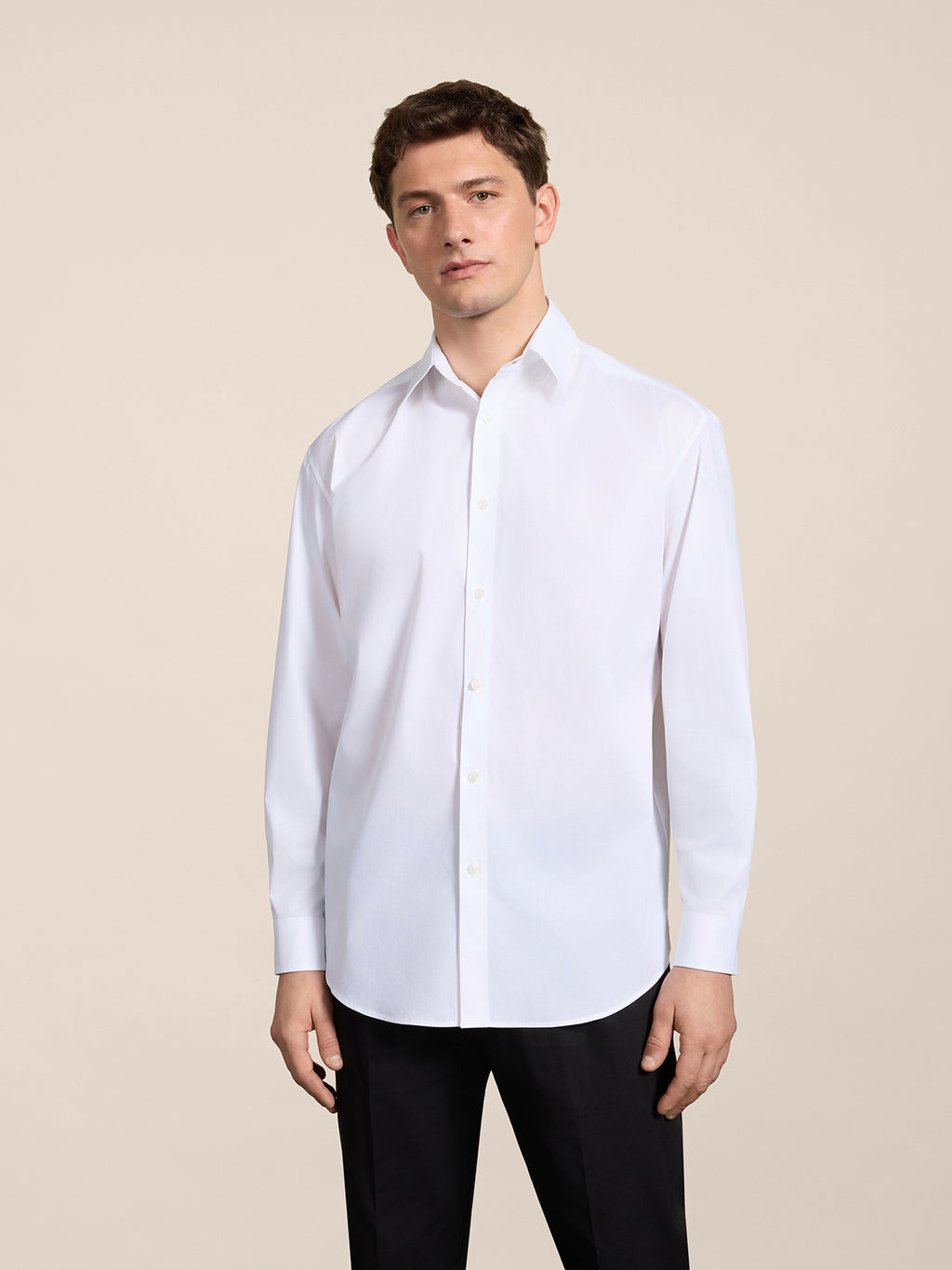 REGULAR-FIT SHIRT IN OPTIC WHITE COTTON - OPTICAL WHITE - Check Active | Pence 1979