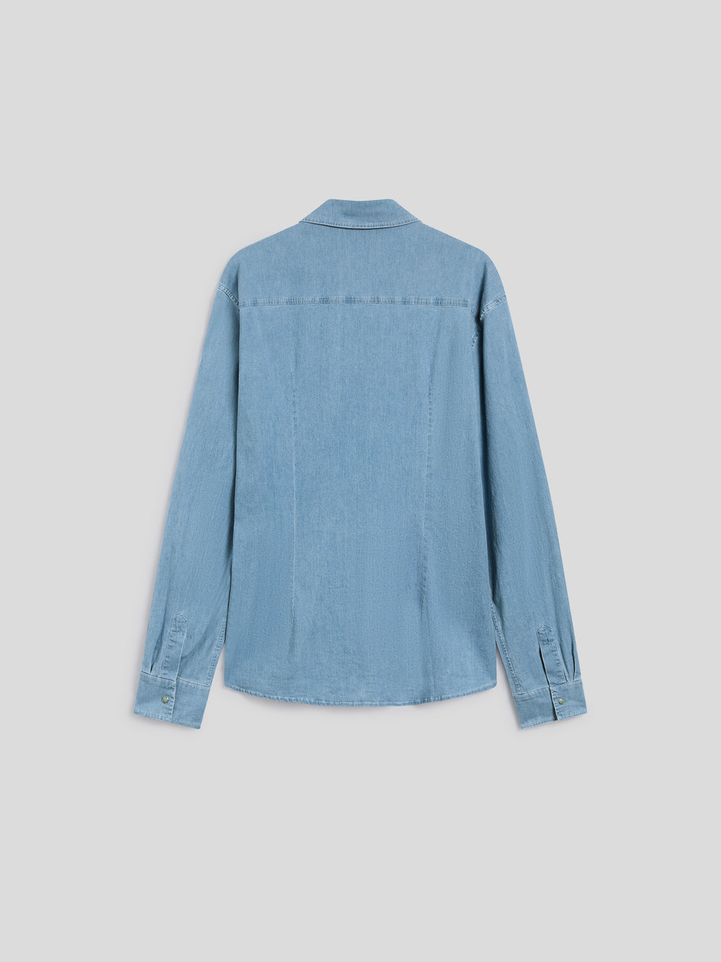 REGULAR-FIT SHIRT IN LIGHT MEDIUM BLUE COMFORT DENIM WITH POCKETS - MEDIUM LIGHT BLUE  - Check Active | Pence 1979