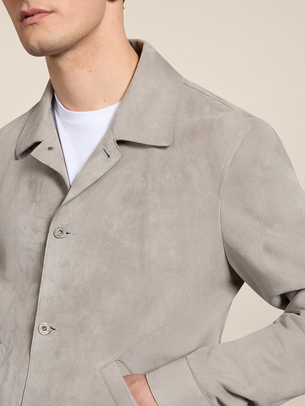 REGULAR-FIT JACKET IN ASH GREY SUEDE - ASH GREY - Men′s Clothing  | Pence 1979