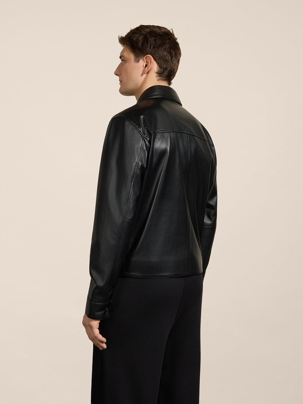 BLACK REGULAR-FIT JACKET IN LAMBSKIN - BLACK - Men′s Clothing  | Pence 1979