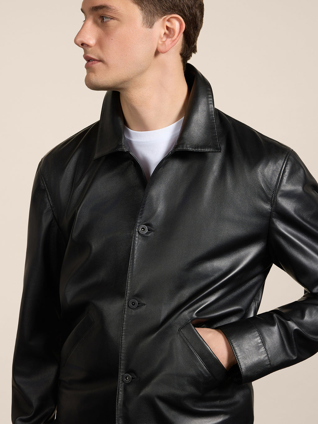 BLACK REGULAR-FIT JACKET IN LAMBSKIN - BLACK - Men′s Clothing  | Pence 1979