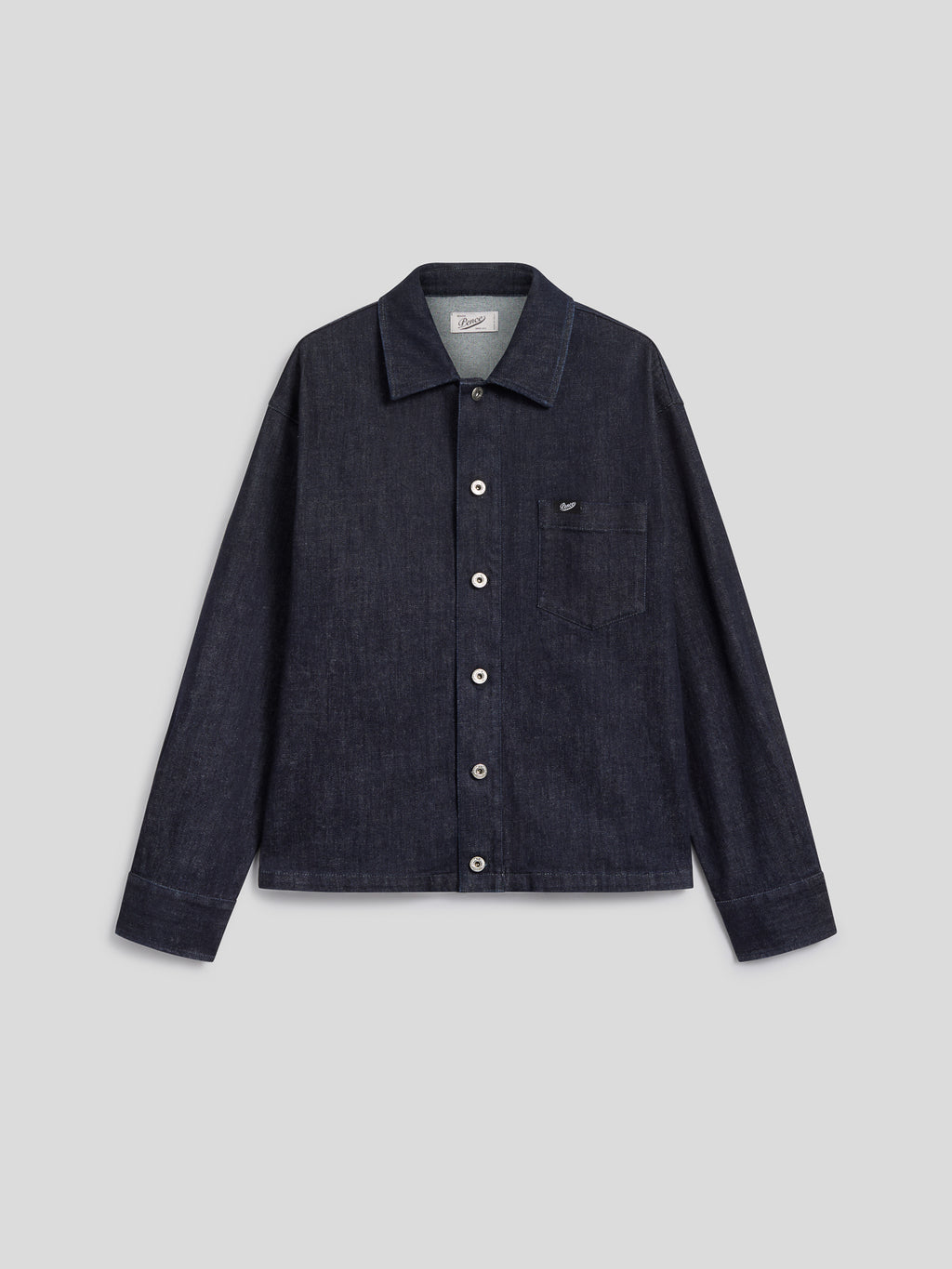 REGULAR-FIT OVERSHIRT IN DARK BLUE COMFORT DENIM WITH POCKET - NIGHT BLUE - Check Active | Pence 1979