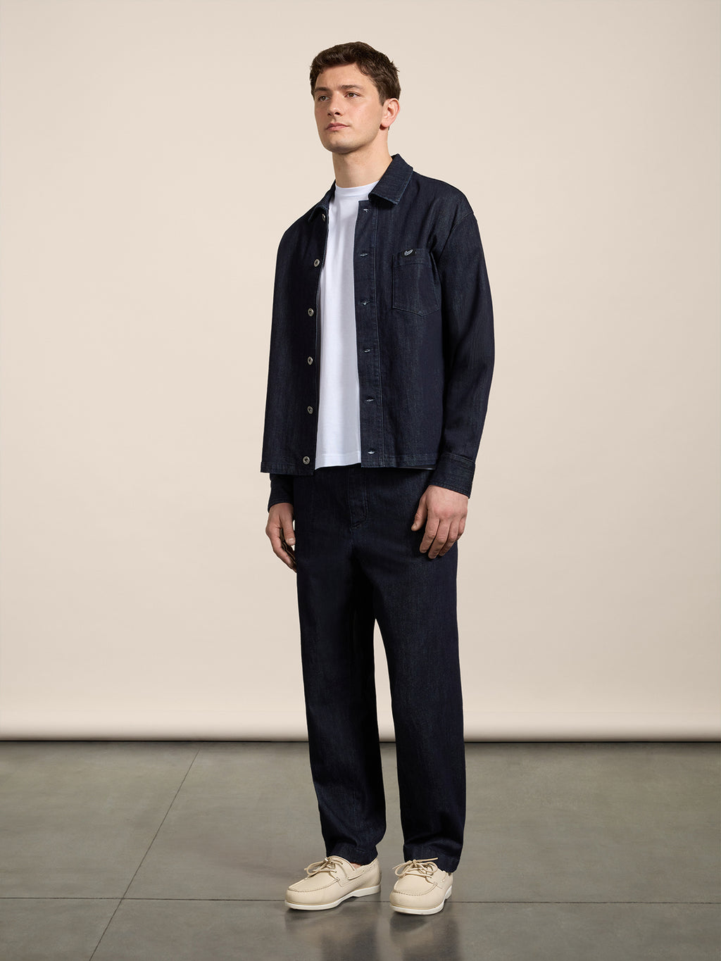 REGULAR-FIT OVERSHIRT IN DARK BLUE COMFORT DENIM WITH POCKET - NIGHT BLUE - Check Active | Pence 1979