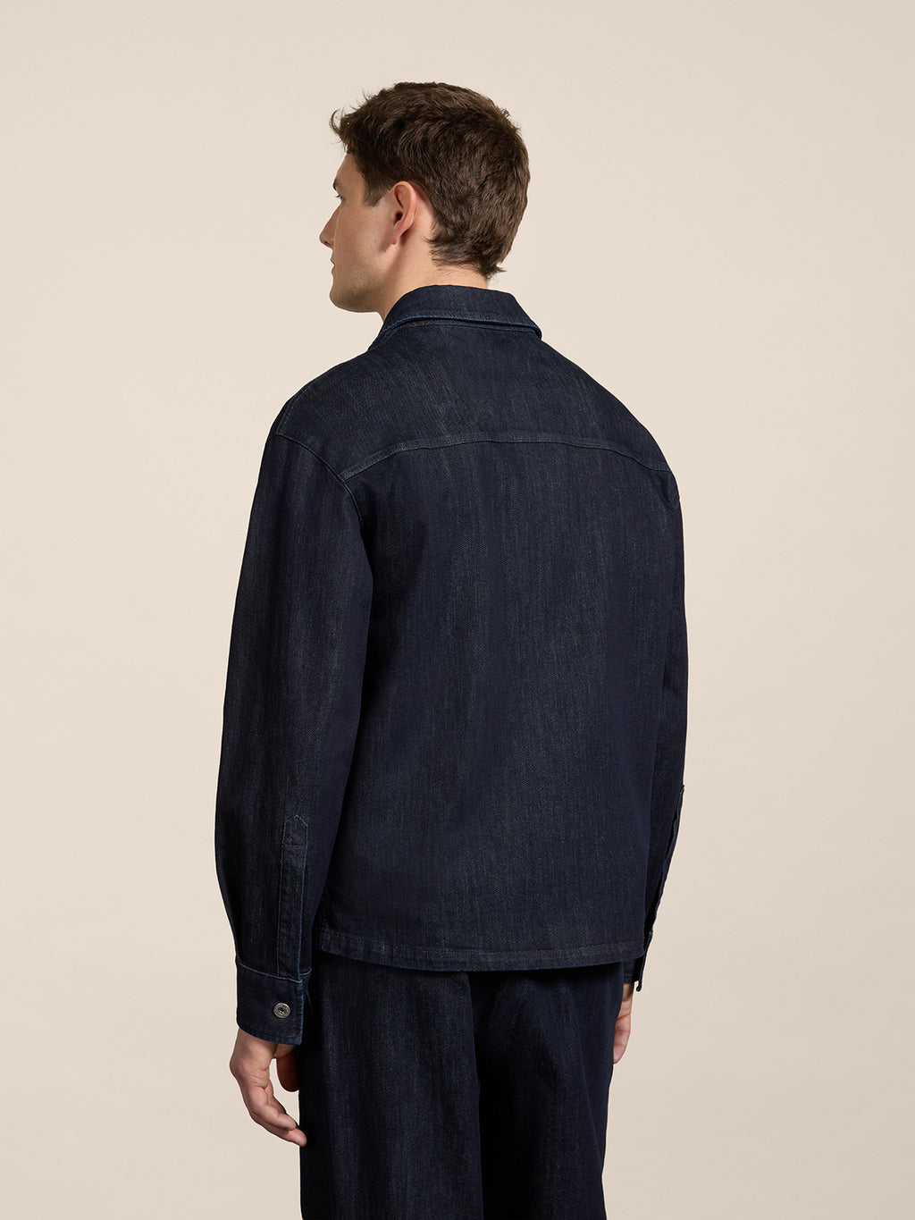 REGULAR-FIT OVERSHIRT IN DARK BLUE COMFORT DENIM WITH POCKET - NIGHT BLUE - Check Active | Pence 1979