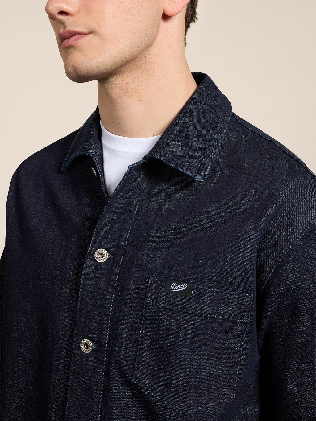 REGULAR-FIT OVERSHIRT IN DARK BLUE COMFORT DENIM WITH POCKET - NIGHT BLUE - Check Active | Pence 1979