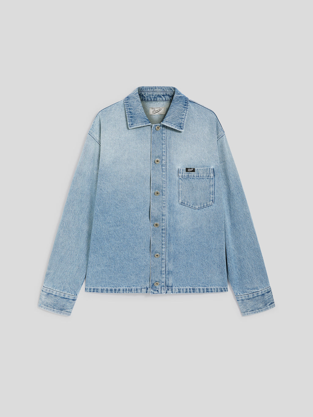 REGULAR-FIT OVERSHIRT IN LIGHT BLUE COMFORT DENIM WITH POCKET - LIGHT BLUE - Check Active | Pence 1979