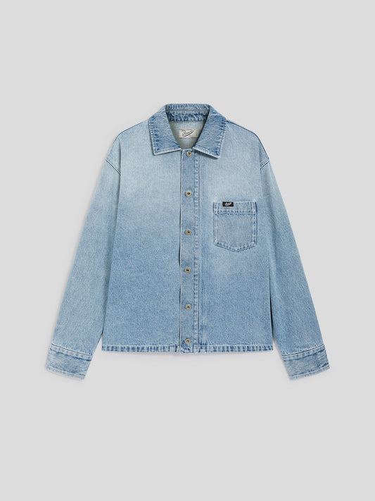 REGULAR-FIT OVERSHIRT IN LIGHT BLUE COMFORT DENIM WITH POCKET - LIGHT BLUE - Men′s Clothing  | Pence 1979