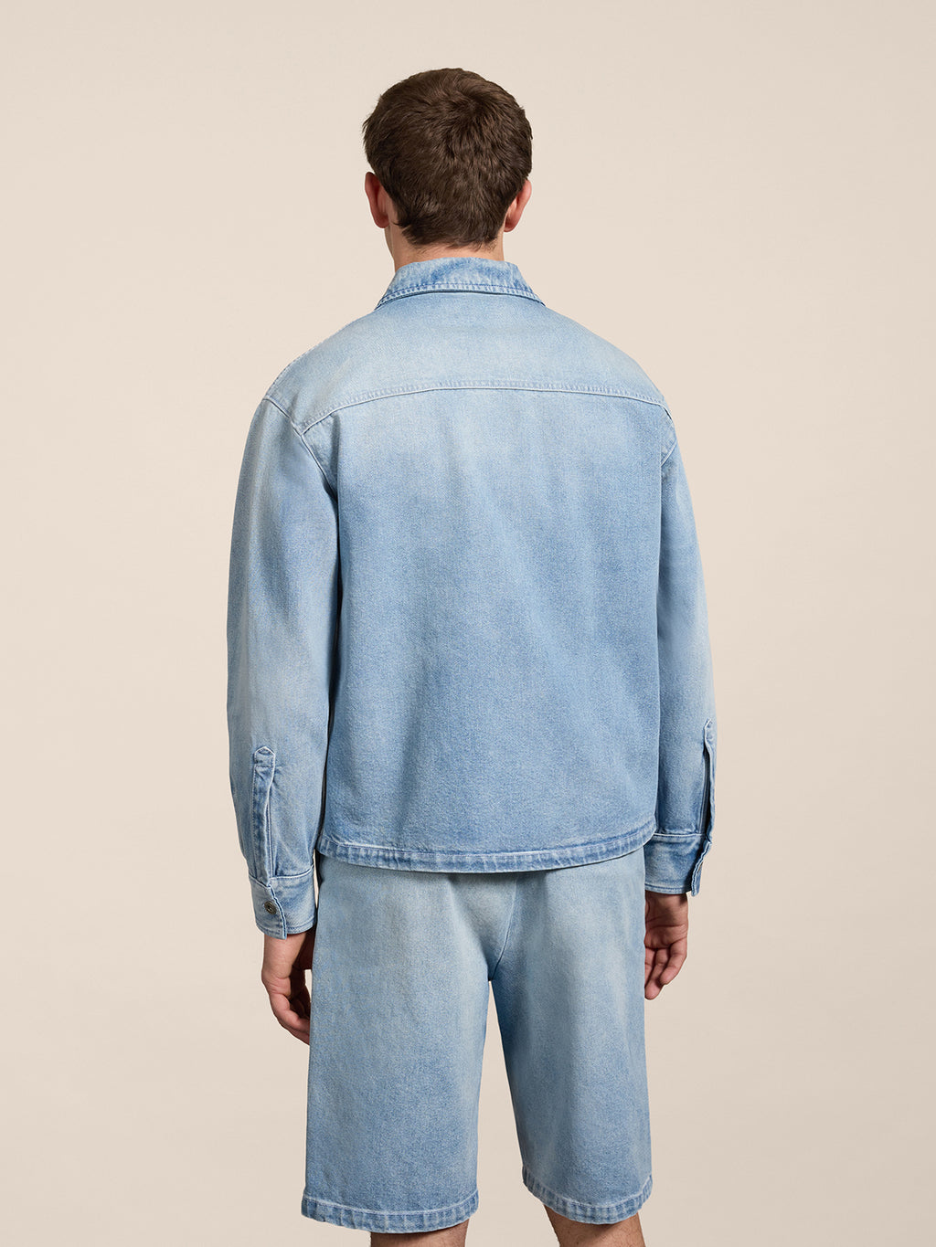 REGULAR-FIT OVERSHIRT IN LIGHT BLUE COMFORT DENIM WITH POCKET - LIGHT BLUE - Check Active | Pence 1979