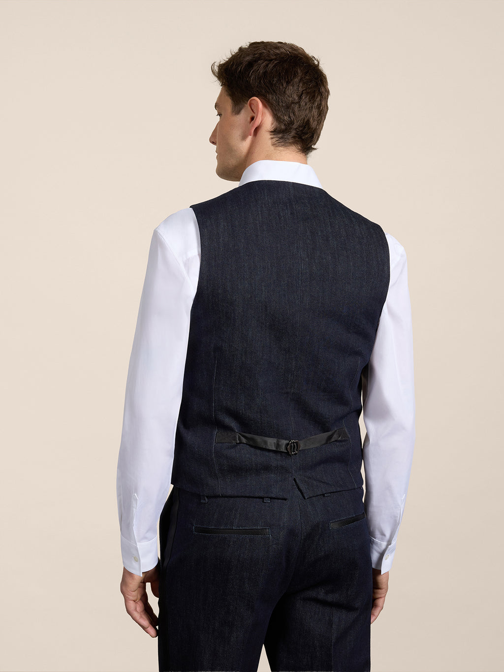 TUXEDO REGULAR FIT VEST IN DARK BLUE COMFORT DENIM - NIGHT BLUE - Men′s Clothing  | Pence 1979