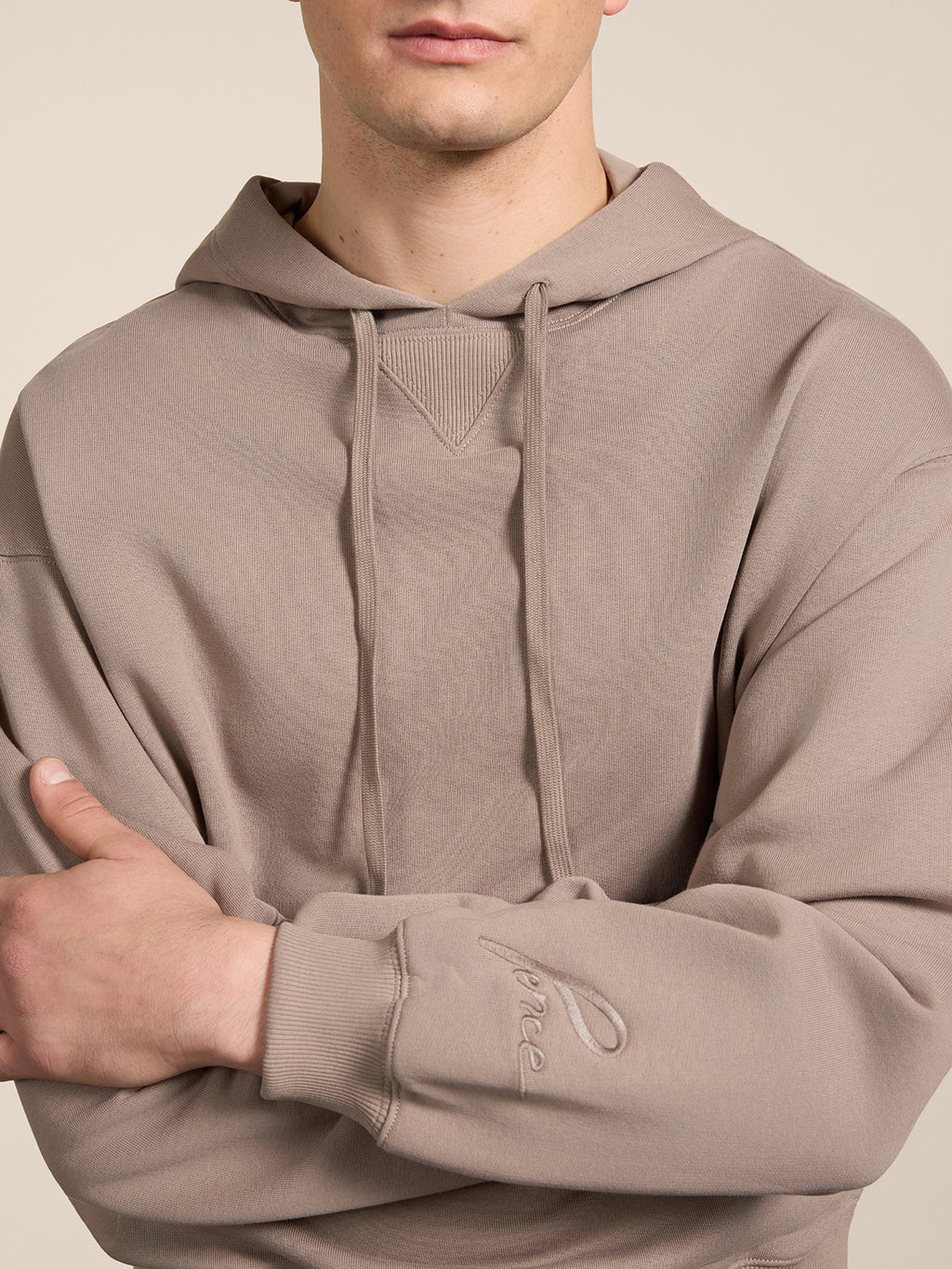 REGULAR-FIT SWEATSHIRT IN TAUPE COTTON WITH HOOD AND EMBROIDERY - TAUPE - Men′s Clothing  | Pence 1979