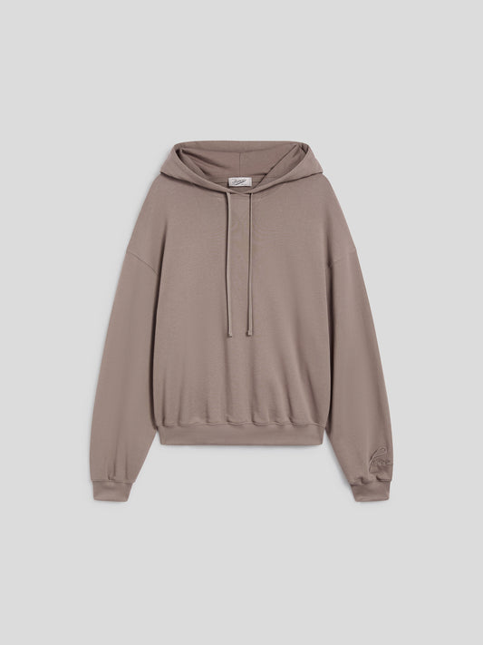 REGULAR-FIT SWEATSHIRT IN TAUPE COTTON WITH HOOD AND EMBROIDERY - TAUPE - Men′s Clothing  | Pence 1979
