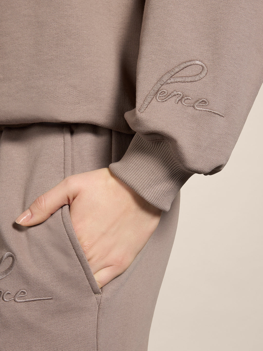 REGULAR-FIT SWEATSHIRT IN TAUPE COTTON WITH HOOD AND EMBROIDERY - TAUPE - Men′s Clothing  | Pence 1979