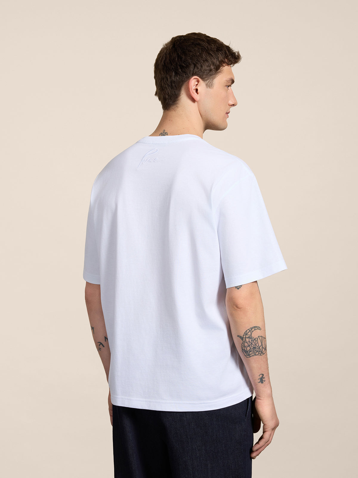 OVERSIZED CREWNECK T-SHIRT IN WHITE COTTON WITH EMBROIDERY