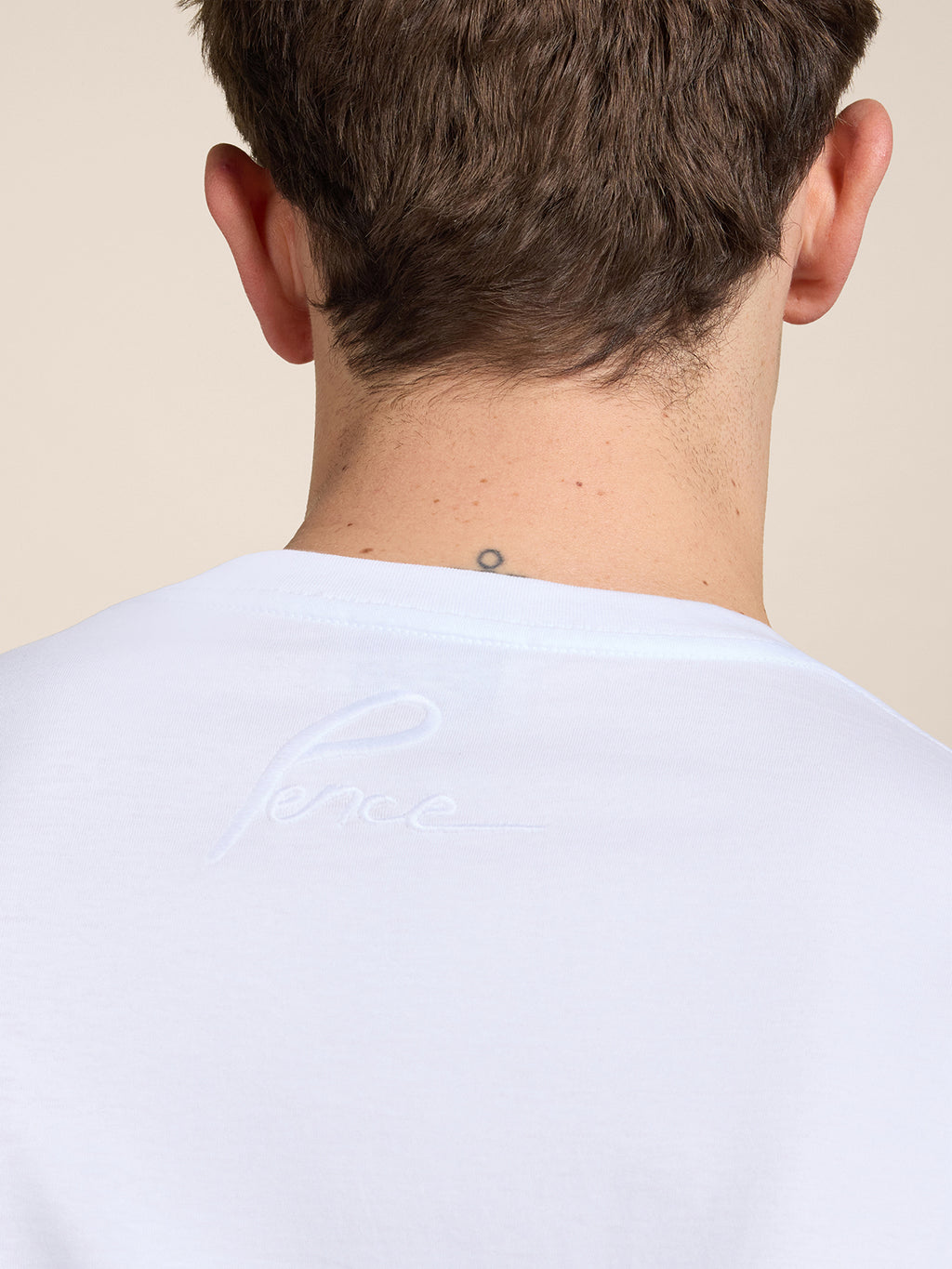 OVERSIZED CREWNECK T-SHIRT IN WHITE COTTON WITH EMBROIDERY - OPTICAL WHITE - Check Active | Pence 1979