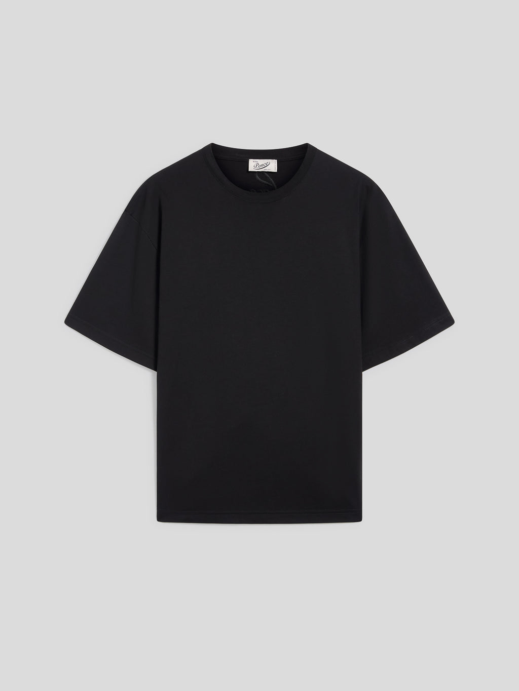 OVERSIZED CREWNECK T-SHIRT IN BLACK COTTON WITH EMBROIDERY - DEEP BLACK - Check Active | Pence 1979