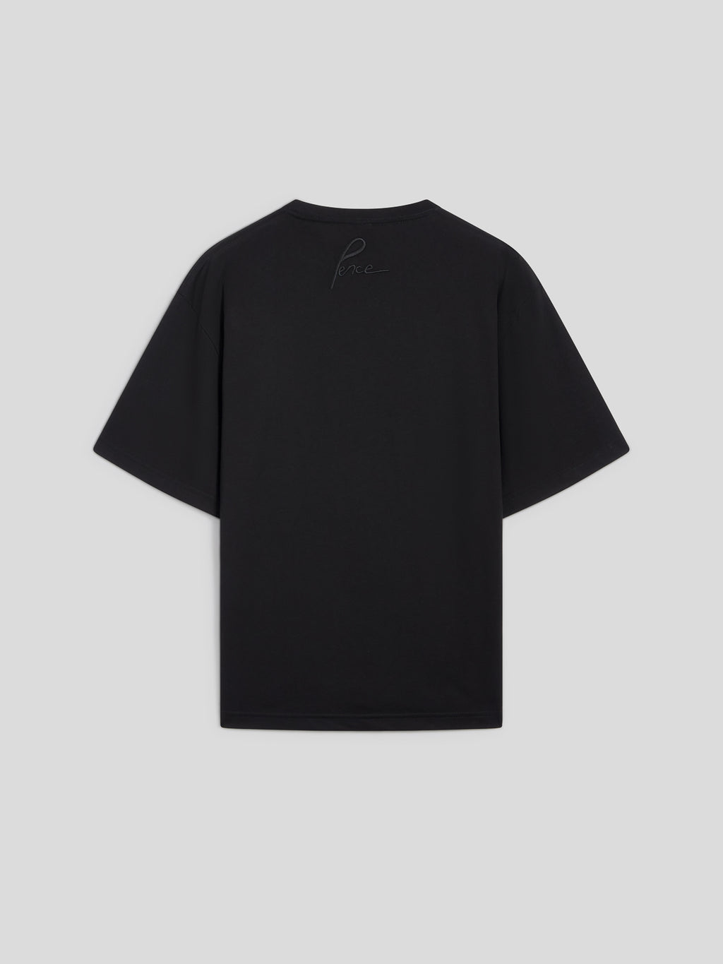 OVERSIZED CREWNECK T-SHIRT IN BLACK COTTON WITH EMBROIDERY - DEEP BLACK - Check Active | Pence 1979