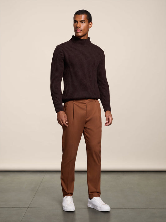 REGULAR FIT CHINO PANT WITH SINGLE PLEAT TOBACCO - TOBACCO - Check Active | Pence 1979