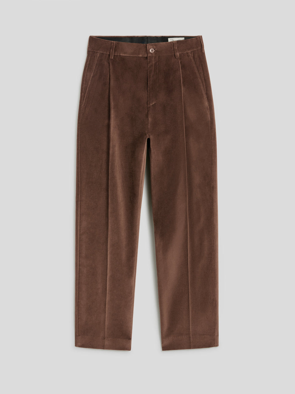 REGULAR FIT VELVET CHINO PANTS WITH ONE PLEAT COFFEE - COFFEE - Check Active | Pence 1979