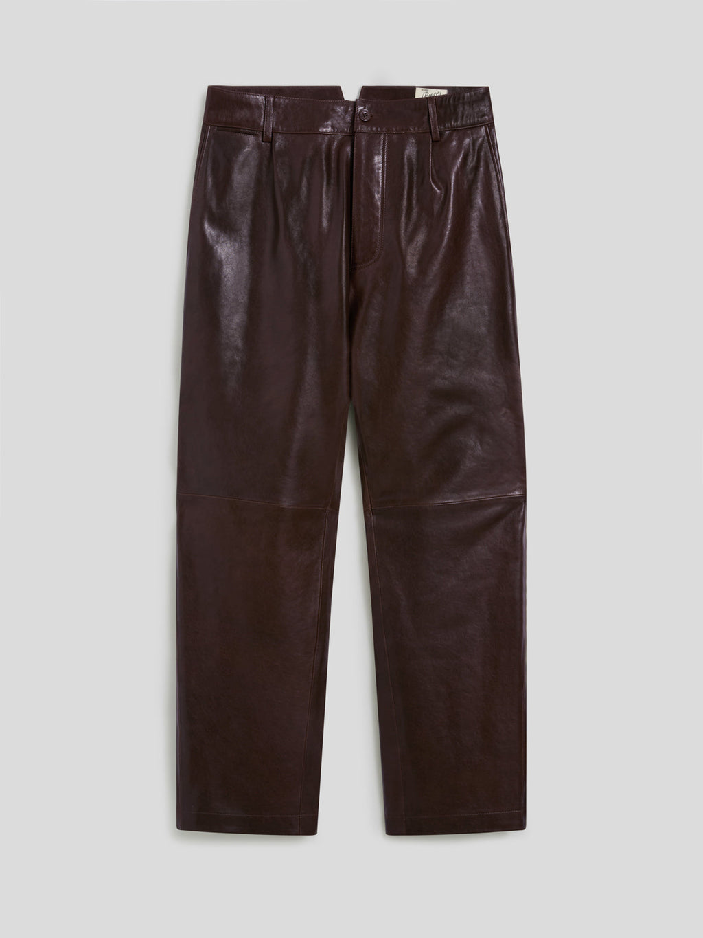 RELAXED FIT MAHOGANY LEATHER PANTS WITH WORKER DETAILS - MAHOGANY - Capi in Pelle Uomo | Pence 1979
