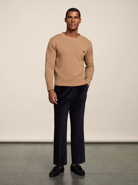 LOOSE-FIT BLACK CHINO PANT WITH TWO PLEAT - BLACK - Check Active | Pence 1979