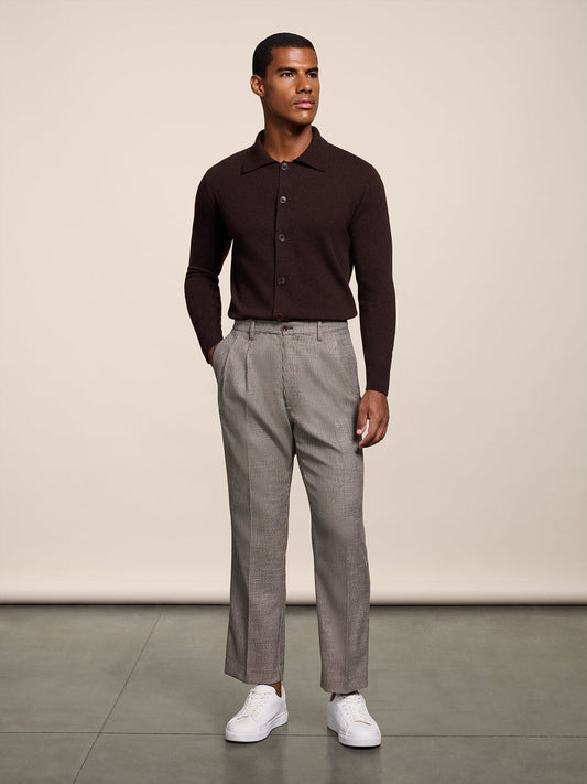 LOOSE-FIT BEIGE AND BLACK CHINO PANT WITH TWO PLEAT - BEIGE\BLACK - Check Active | Pence 1979