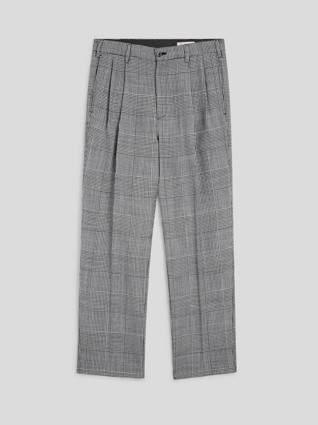 LOOSE-FIT BLACK AND WIHITE CHINO PANT WITH TWO PLEAT - BLACK\WHITE - Check Active | Pence 1979