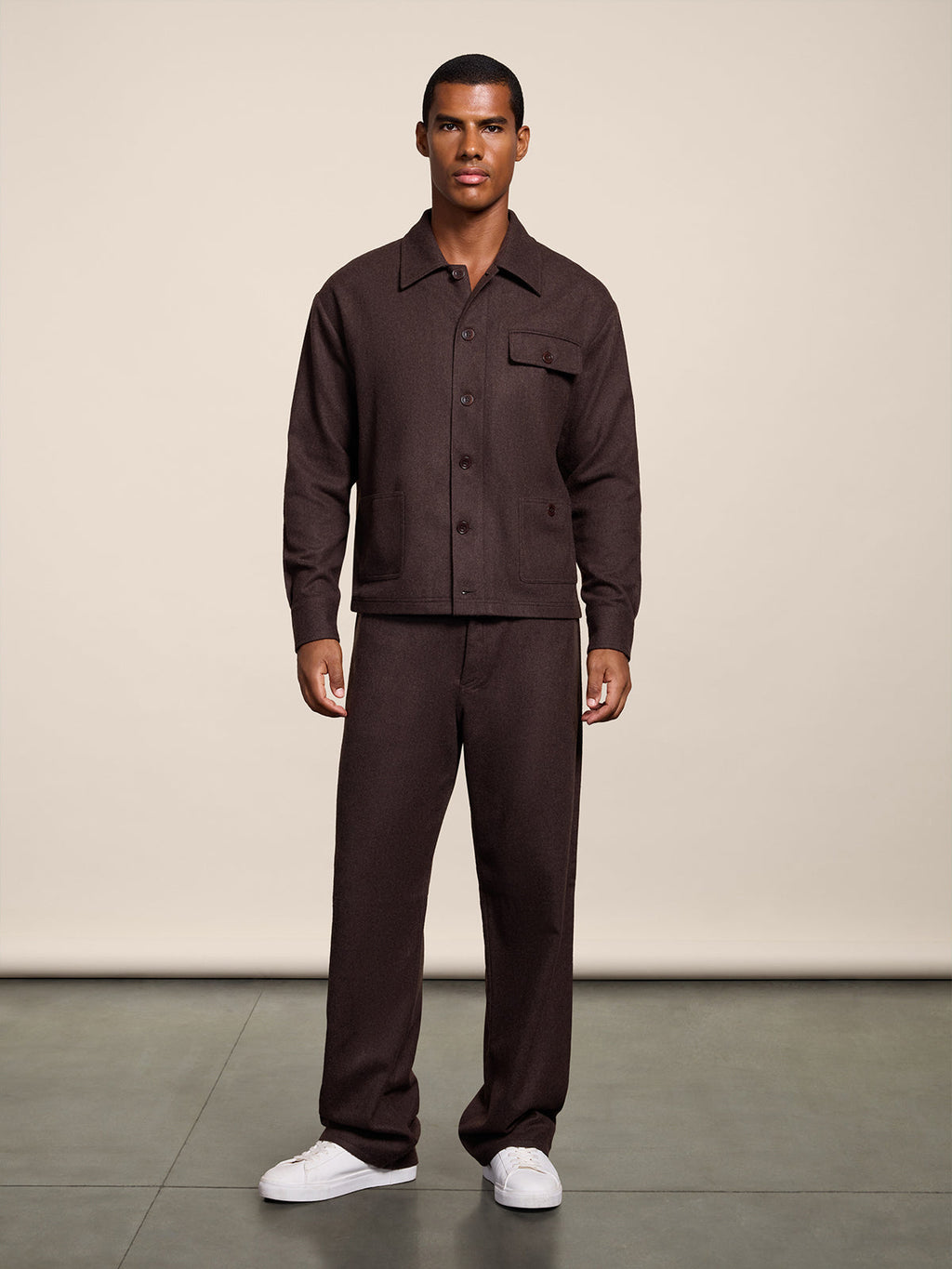 BAGGY FIT MARRON GLACE' FLANNEL FIVE POCKET PANTS - MARRON GLACE' - Check Active | Pence 1979