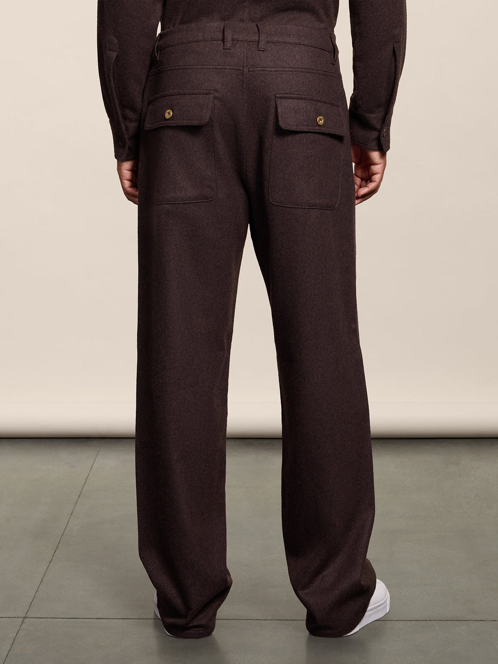 BAGGY FIT MARRON GLACE' FLANNEL FIVE POCKET PANTS - MARRON GLACE' - Check Active | Pence 1979