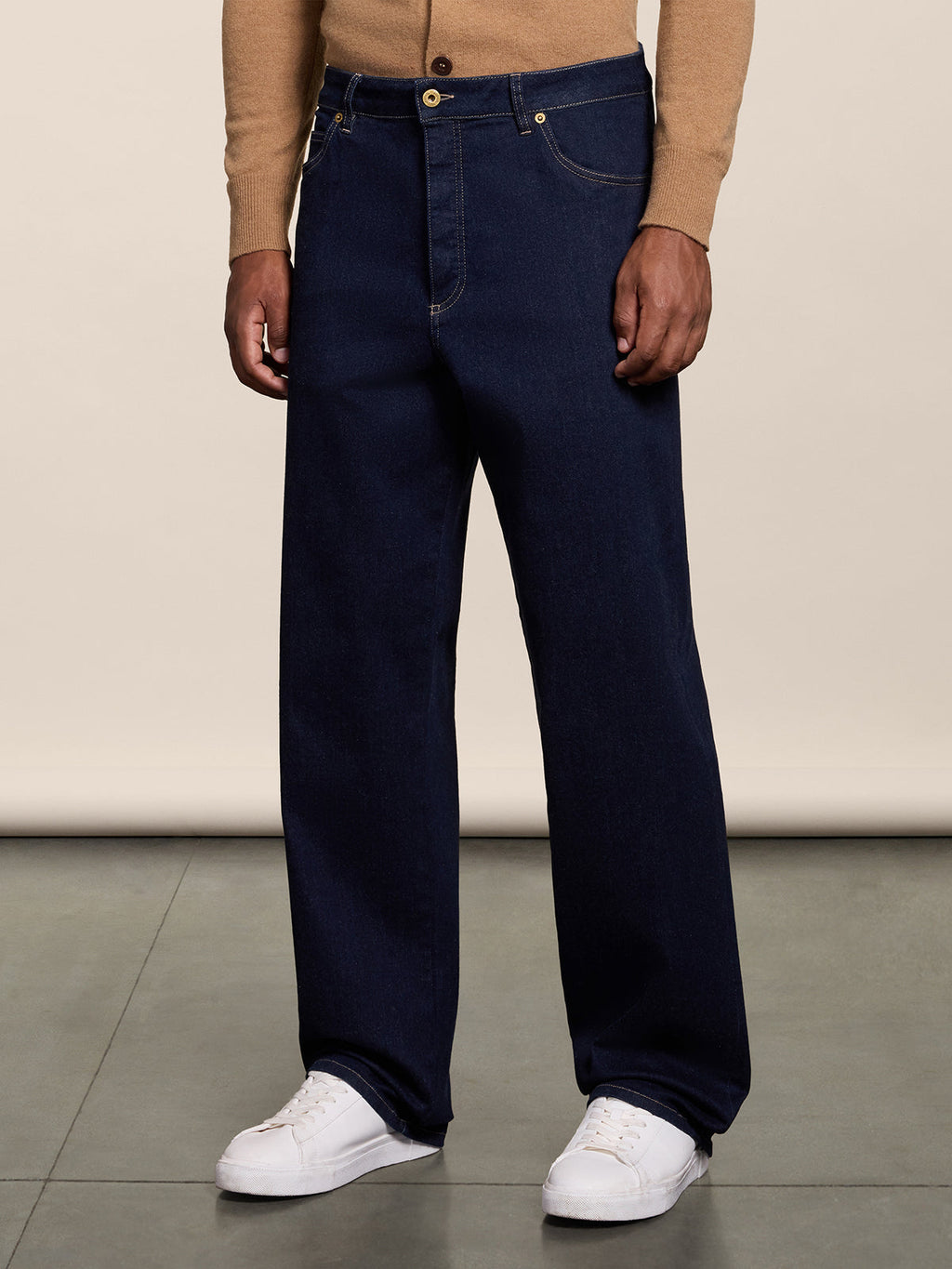 BAGGY FIT OCEAN DENIM FIVE POCKET PANTS - OCEAN - Check Active | Pence 1979