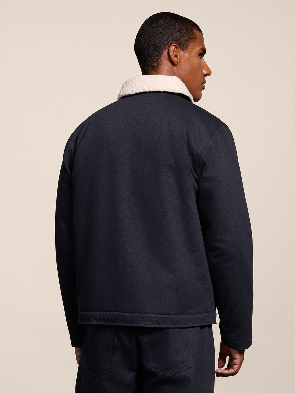REGULAR FIT CHARCOAL DENIM JACKET WITH ADJUSTABLE HEM AND "TEDDY" LINING - CARBON - Check Active | Pence 1979