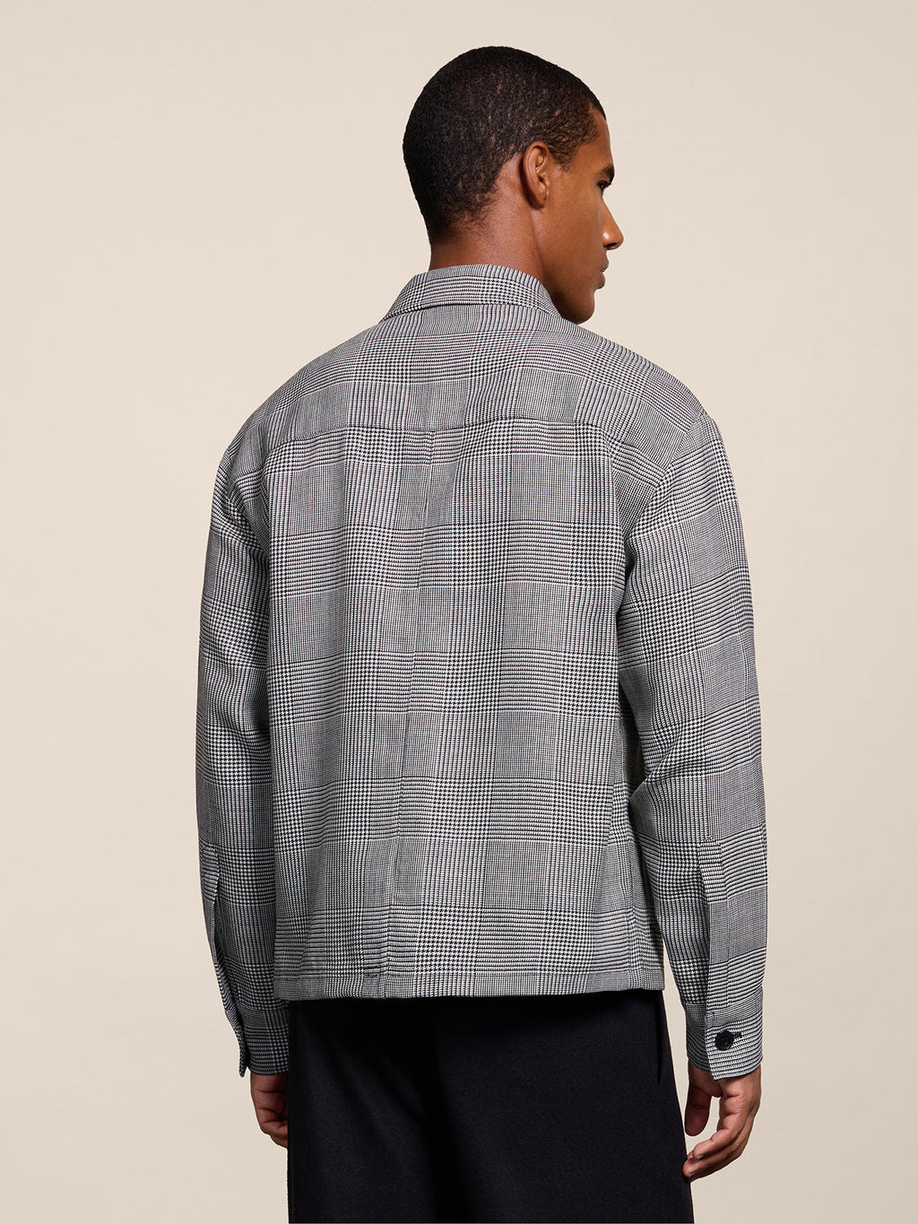 REGULAR FIT OVERSHIRT IN BLACK AND WHITE WOOL - BLACK AND WHITE  - Check Active | Pence 1979