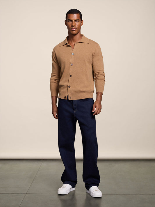 REGULAR FIT POLO SHIRT IN CAMEL WOOL - CAMEL - Check Active | Pence 1979