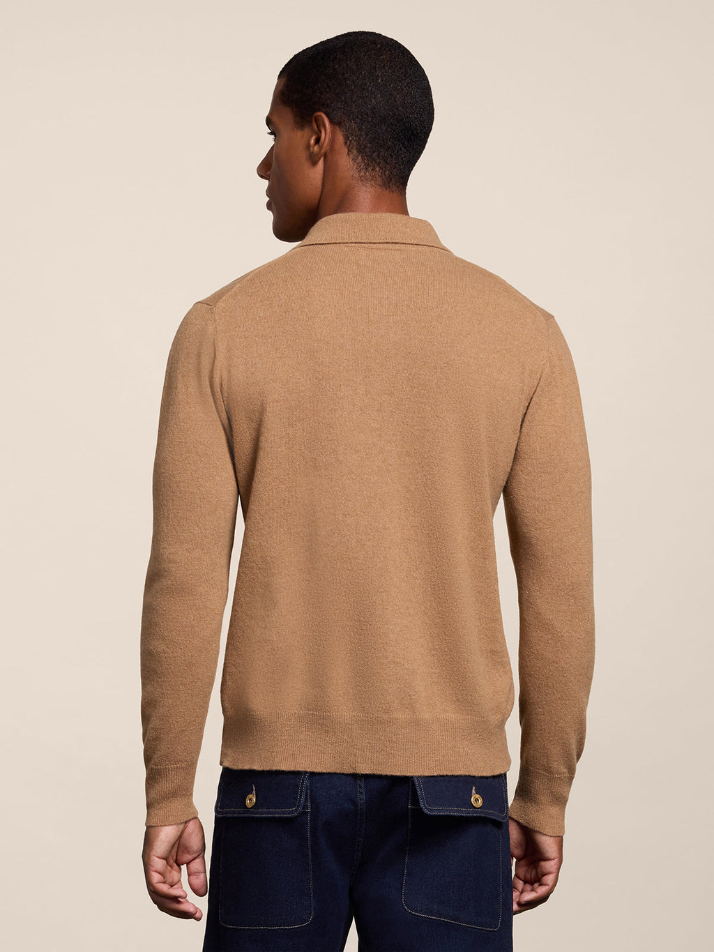REGULAR FIT POLO SHIRT IN CAMEL WOOL - CAMEL - Check Active | Pence 1979