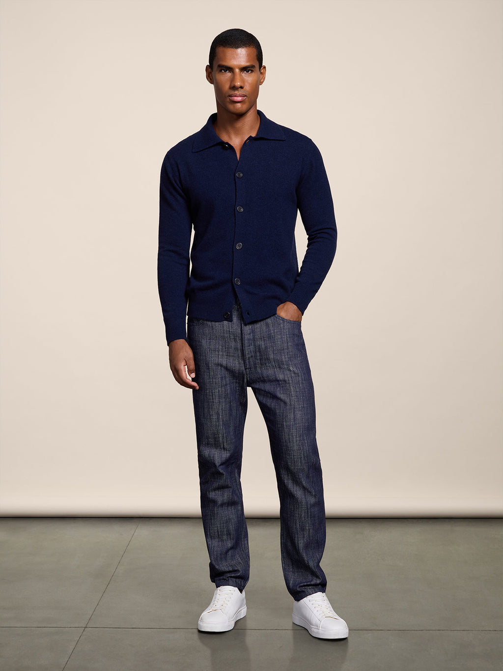 REGULAR FIT POLO SHIRT IN PRUSSIAN BLUE WOOL - PRUSSIAN BLUE - Check Active | Pence 1979