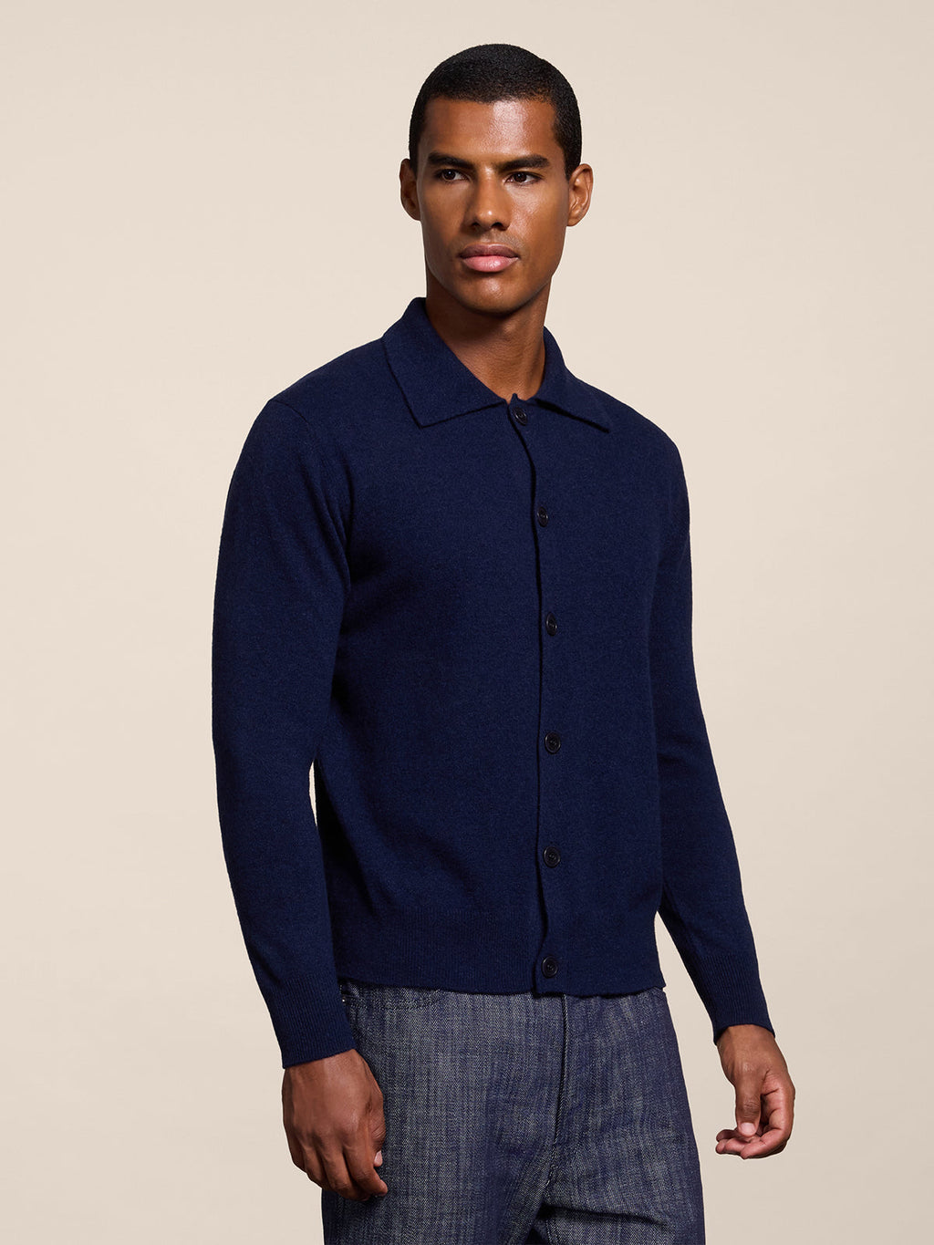 REGULAR FIT POLO SHIRT IN PRUSSIAN BLUE WOOL - PRUSSIAN BLUE - Check Active | Pence 1979