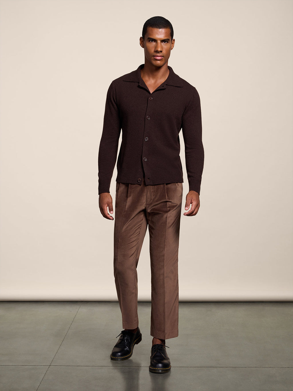 REGULAR FIT POLO SHIRT IN MAHOGANY WOOL - MAHOGANY - Check Active | Pence 1979