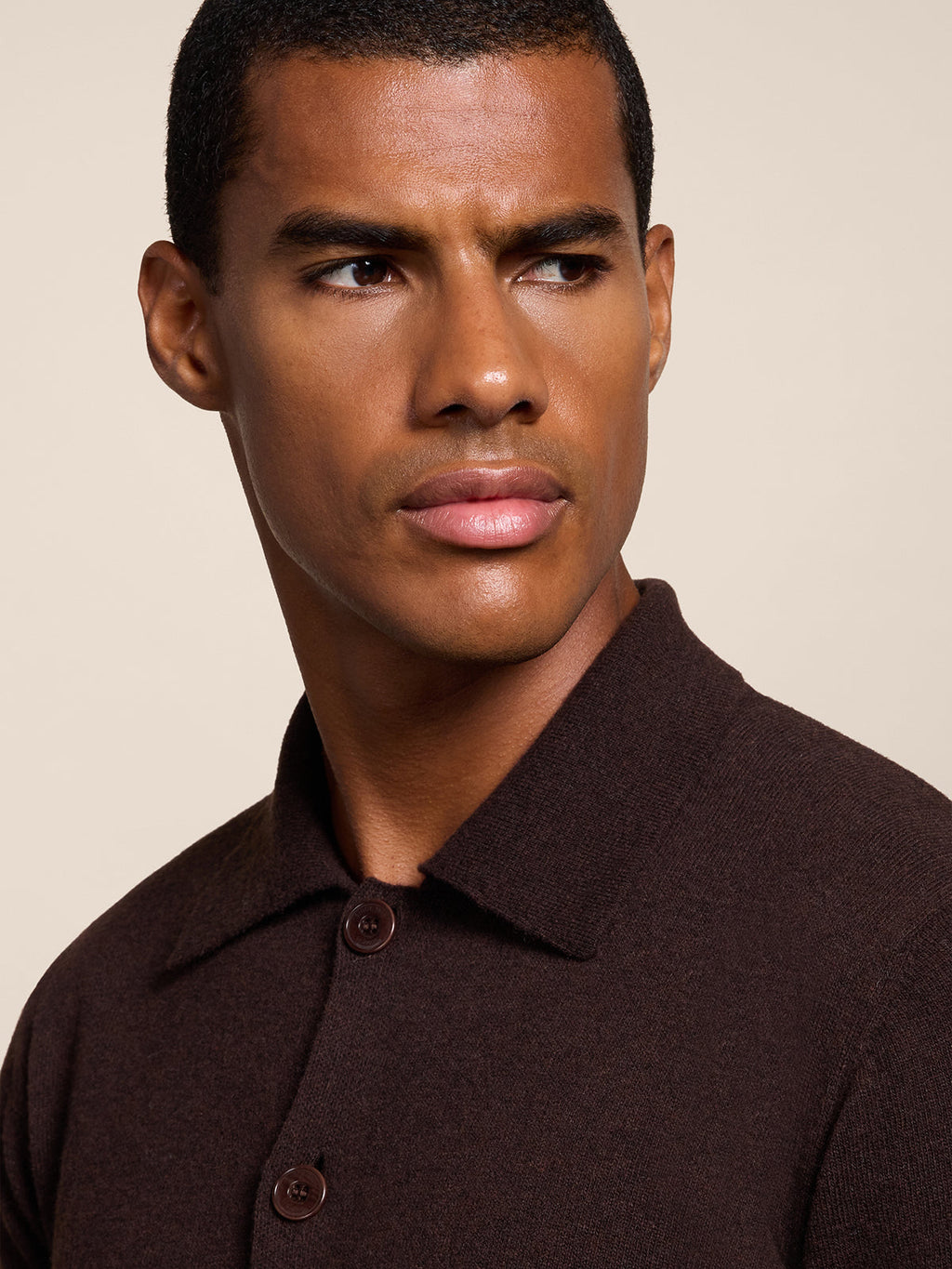 REGULAR FIT POLO SHIRT IN MAHOGANY WOOL - MAHOGANY - Check Active | Pence 1979