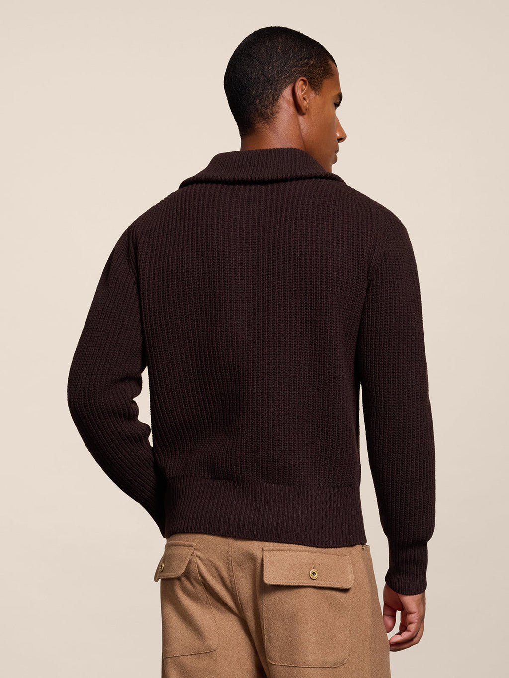 REGULAR FIT MAHOGANY WOOL SWEATSHIRT - MAHOGANY - Check Active | Pence 1979