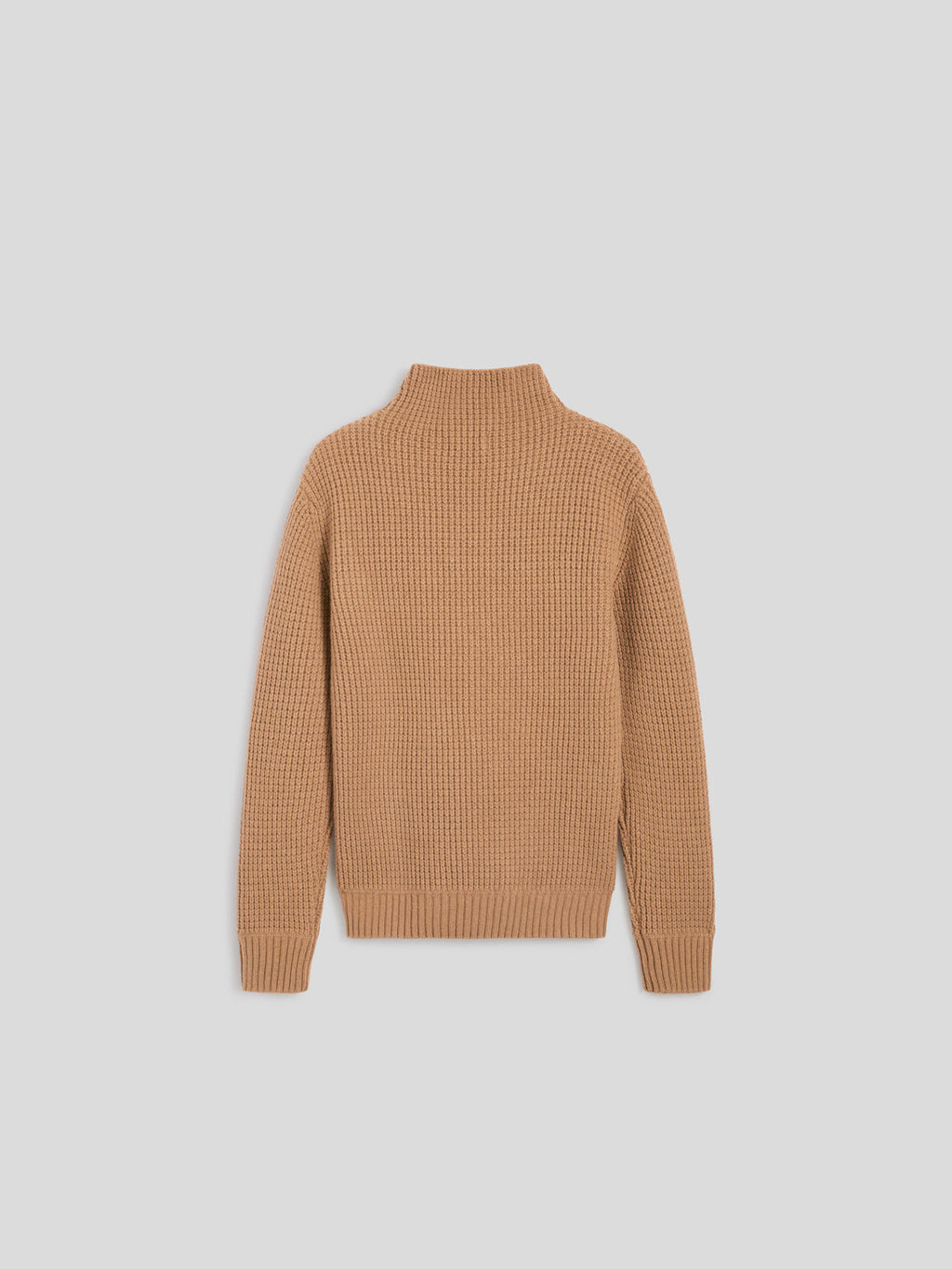 REGULAR FIT CRATER-NECKLINE CAMEL WOOL SWEATER IN CORN STITCH - CAMEL - Check Active | Pence 1979