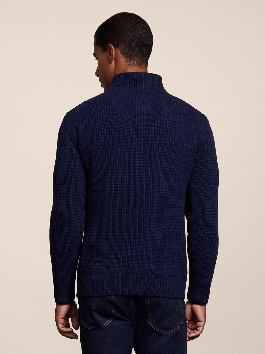 REGULAR FIT CRATER-NECKLINE PRUSSIAN BLU WOOL SWEATER IN CORN STITCH - PRUSSIAN BLUE - Check Active | Pence 1979