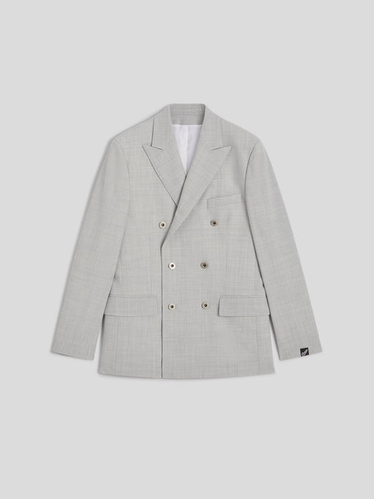 DOUBLE BREASTED BLAZER - GREY MELANGE - Check Active | Pence 1979