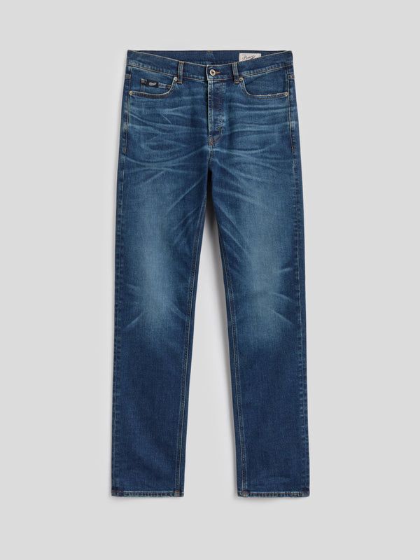 MEN'S 5 POCKET PANT IN MEDIUM BLUE COMFORT DENIM REGULAR FIT - MEDIUM DENIM BLUE  - Men′s Bottomwear | Pence 1979