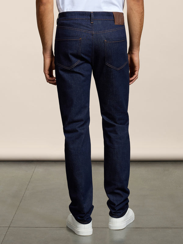 MEN'S 5 POCKET PANT IN DARK BLUE COMFORT DENIM REGULAR FIT  - DARK DENIM BLUE  - Men′s Bottomwear | Pence 1979