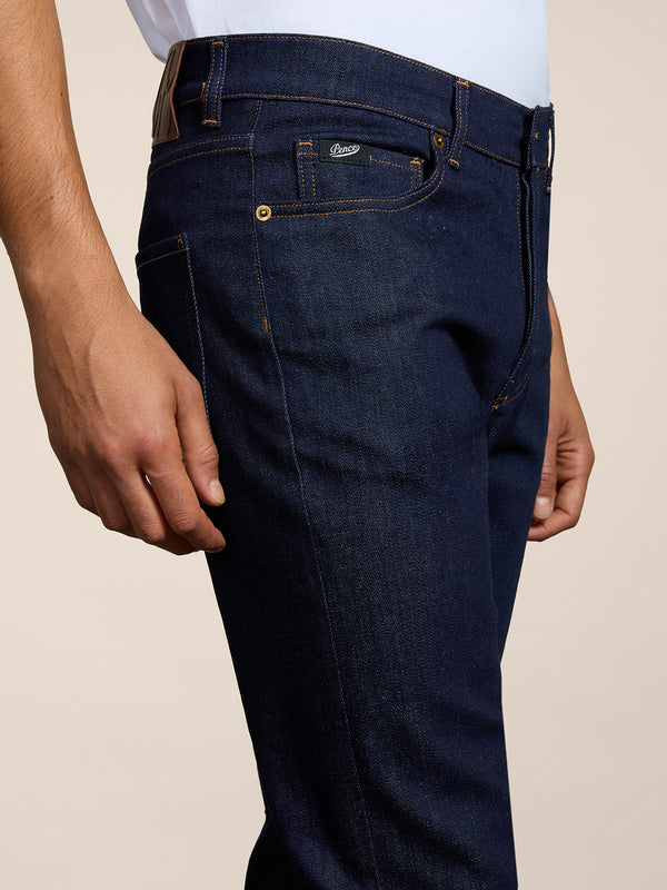 MEN'S 5 POCKET PANT IN DARK BLUE COMFORT DENIM REGULAR FIT  - DARK DENIM BLUE  - Men′s Bottomwear | Pence 1979