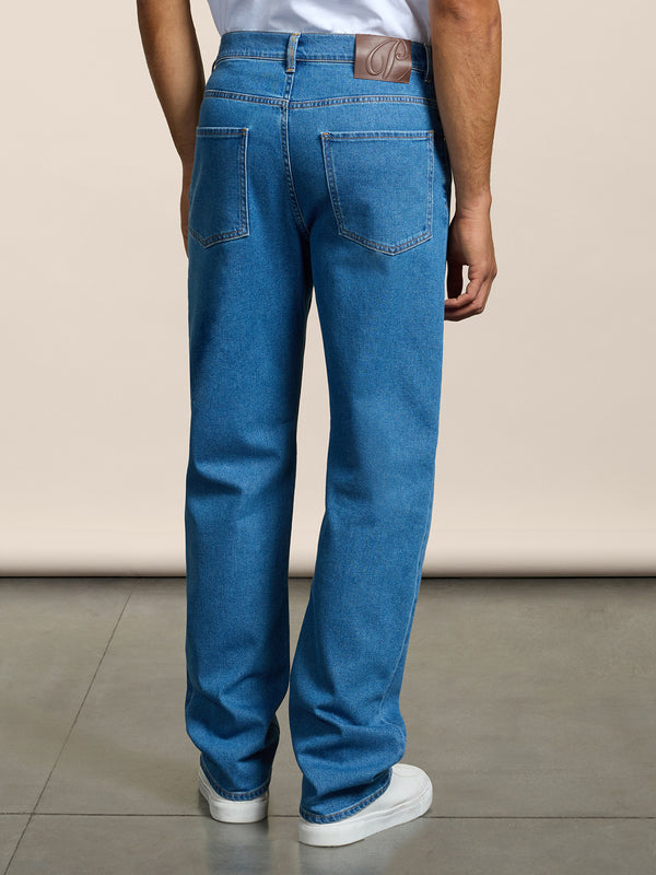 MEN'S 5 POCKET PANT IN LIGHT BLUE COMFORT DENIM LOOSE FIT  - LIGHT DENIM BLUE - Men′s Bottomwear | Pence 1979