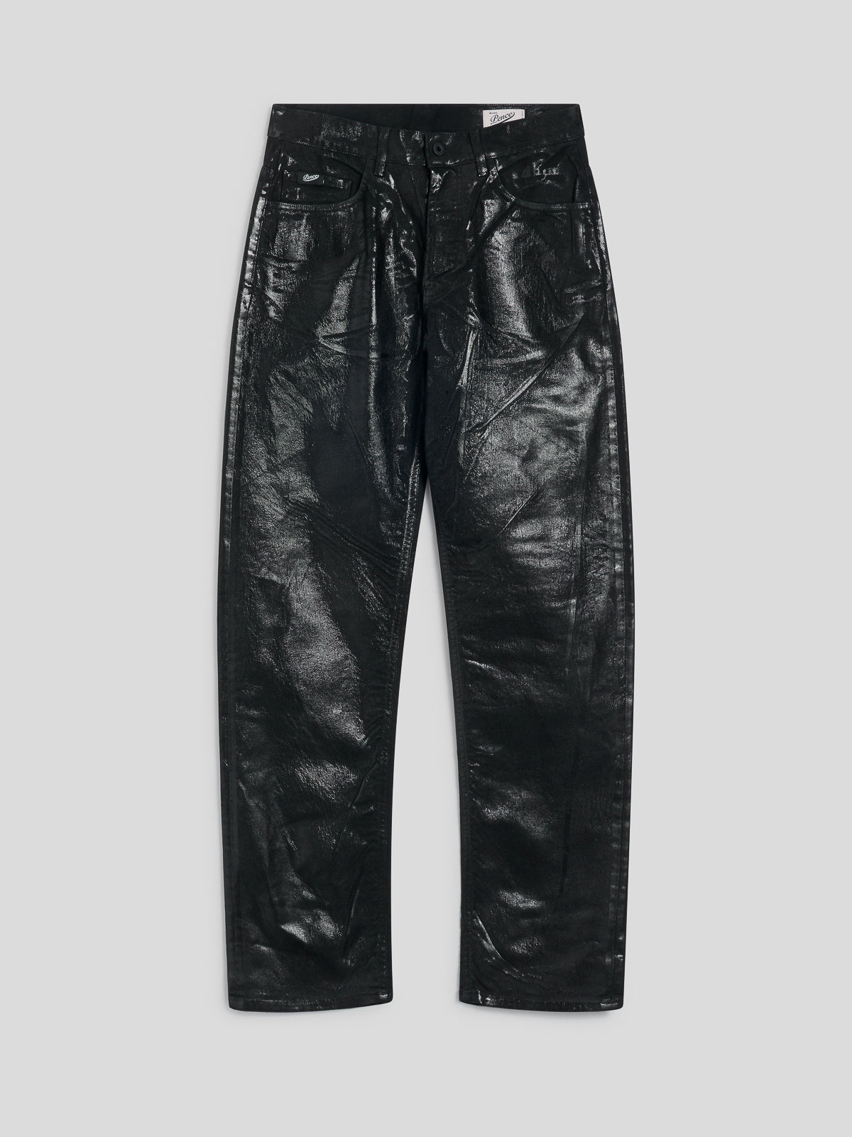 MEN'S 5 POCKET LOOSE FIT PANT IN DENIM WITH METALLIC COATING BLACK