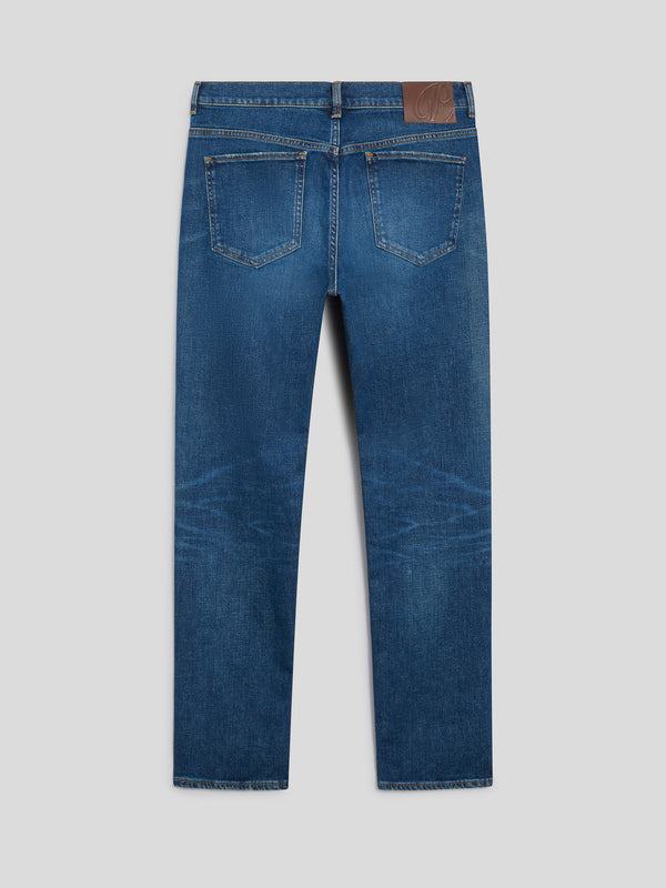 MEN'S 5 POCKET PANT IN MEDIUM BLUE COMFORT DENIM SLIM FIT - MEDIUM DENIM BLUE  - Men′s Bottomwear | Pence 1979