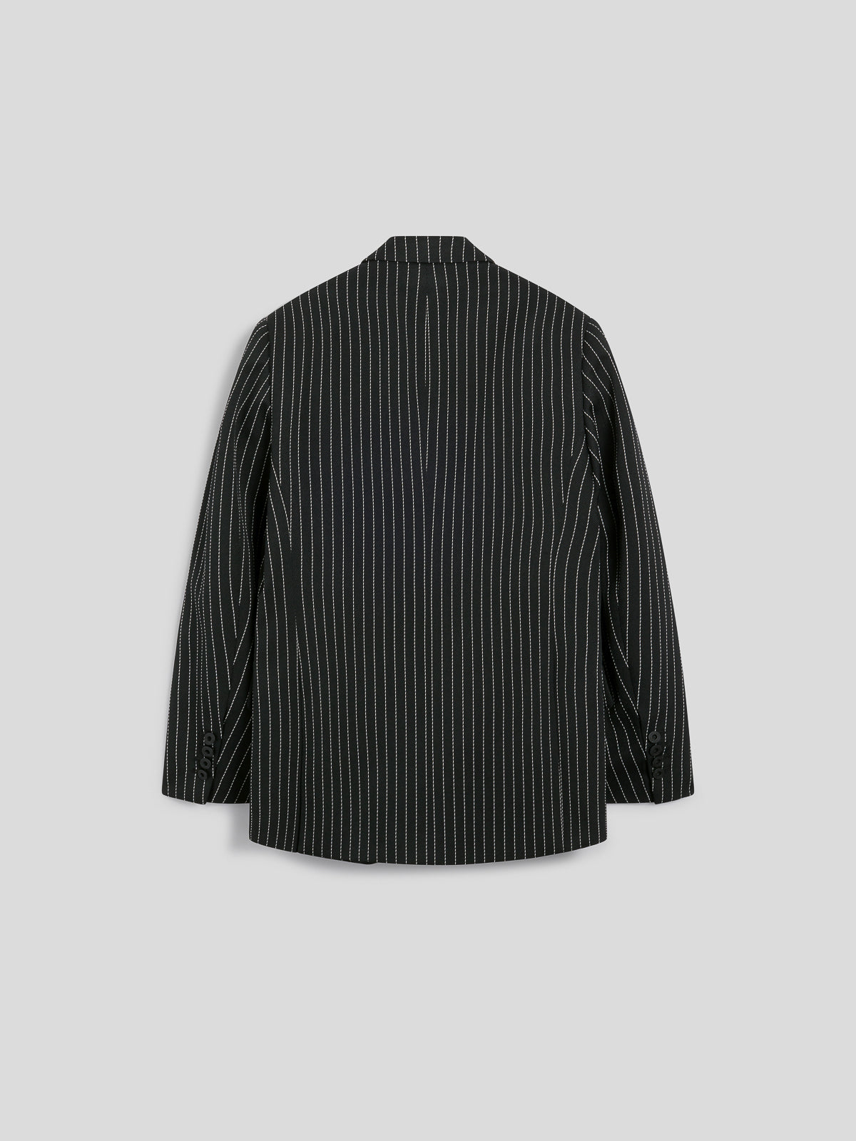 MEN'S DOUBLE-BREASTED BLAZER WITH PEAKED LAPLES REGULAR FIT IN PINSTRIPE BLACK BASE WHITE STRIPES