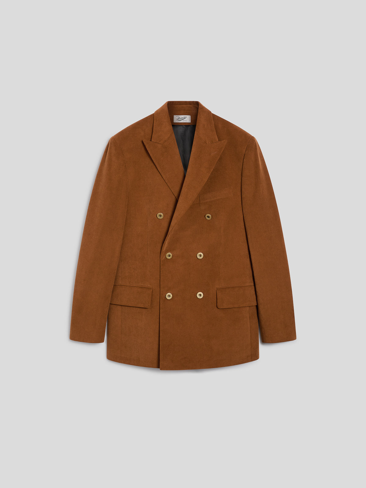 MEN'S DOUBLE-BREASTED BLAZER WITH PEAKED LAPELS REGULAR FIT IN VELVET DARK CARAMEL