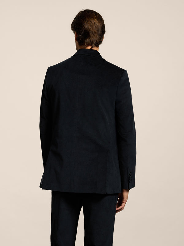 MEN'S DOUBLE-BREASTED BLAZER WITH PEAKED LAPELS REGULAR FIT IN VELVET BLACK - BLACK - Men′s Blazers | Pence 1979